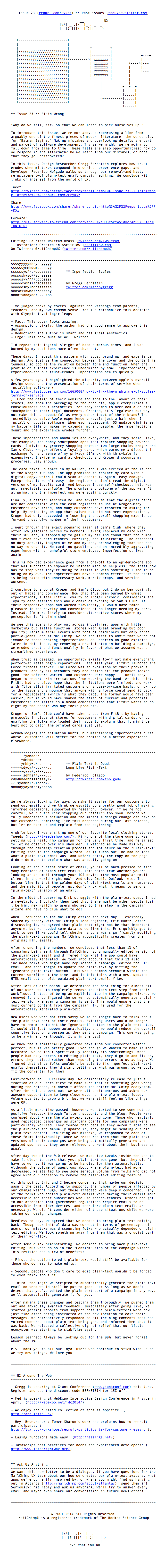 MailChimp UX Issue 23 – Plain Wrong