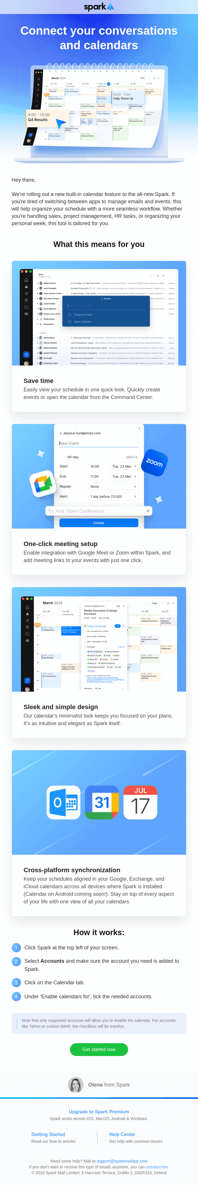 Manage your emails and calendar effortlessly from Spark