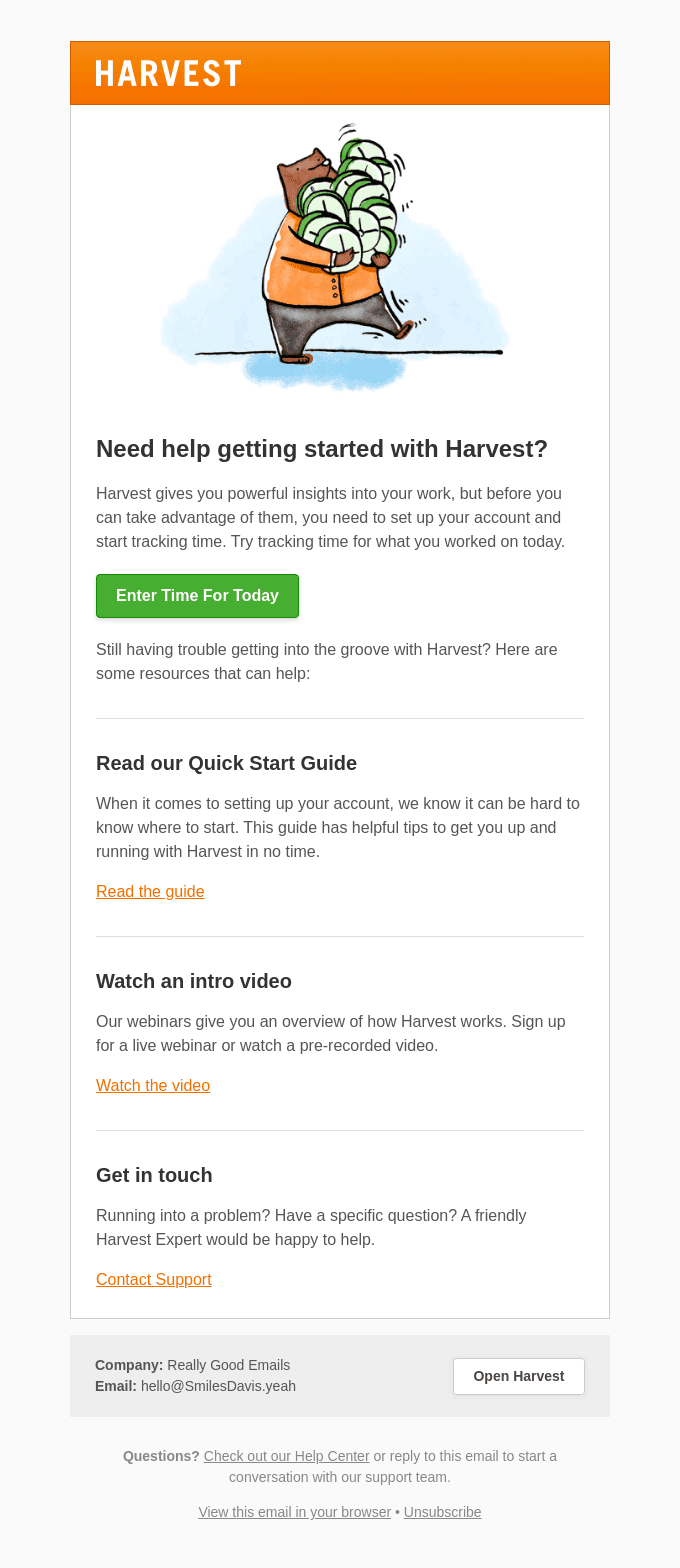 Need help getting started with Harvest?