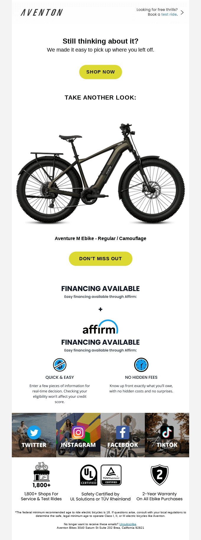 Need more time? Your ebike is still here (for now).