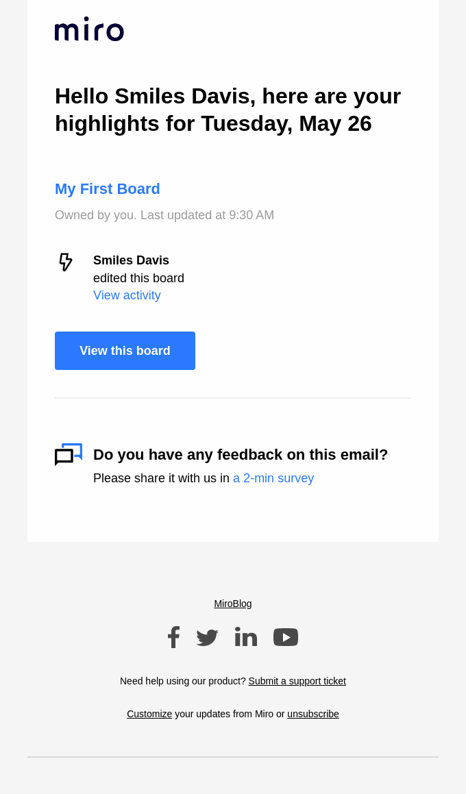 New highlights on the My First Board