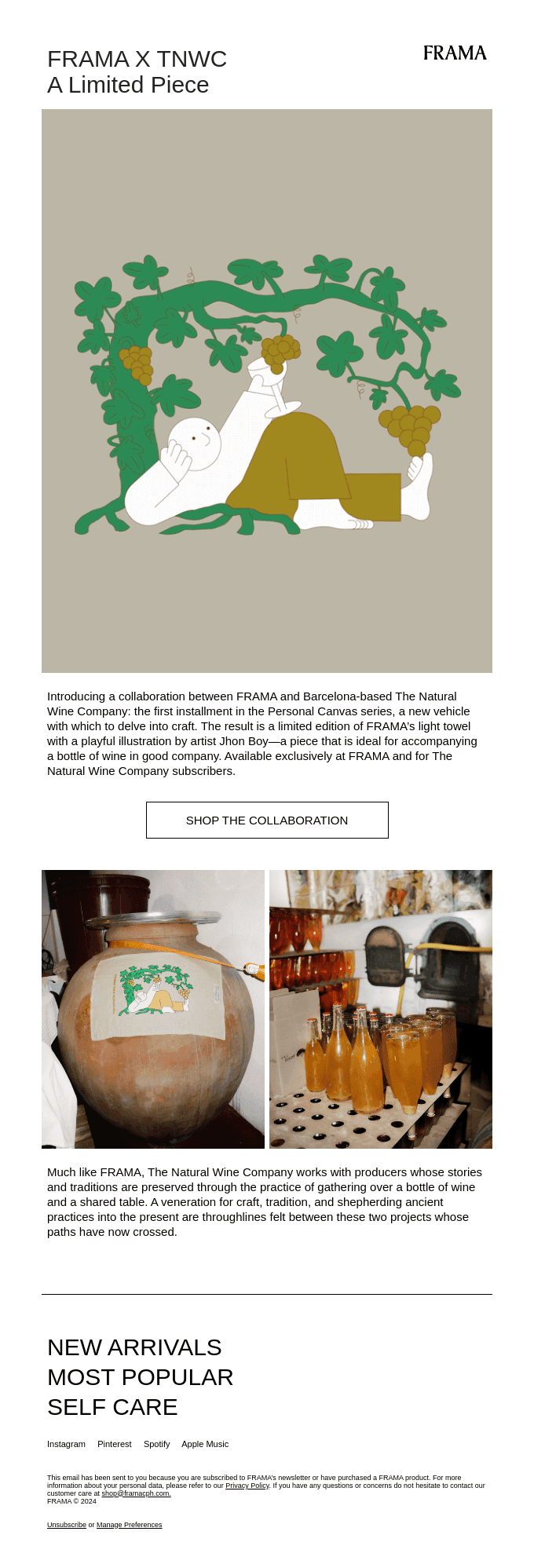 New in: FRAMA x The Natural Wine Company