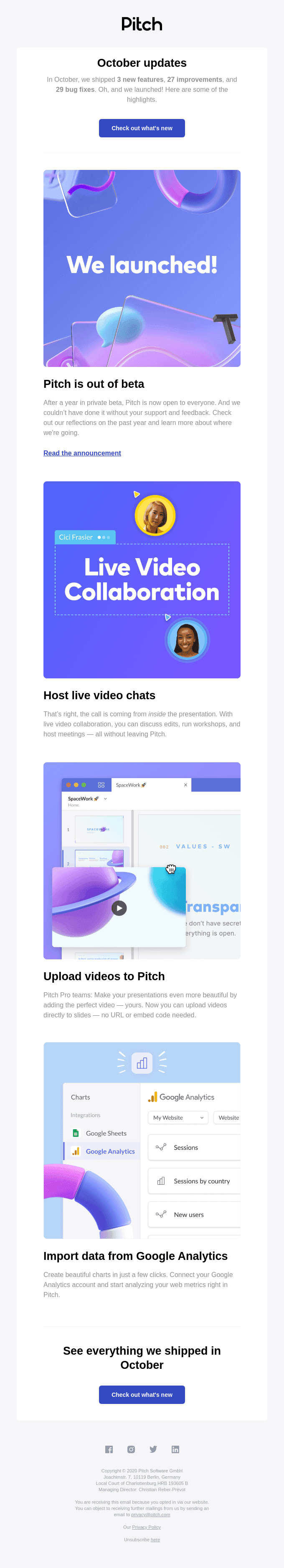 ✨New in Pitch: Live video collaboration, video upload + more