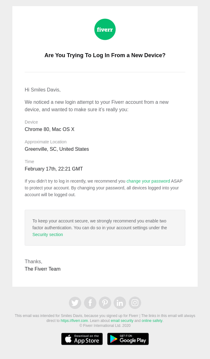 New login on your Fiverr account