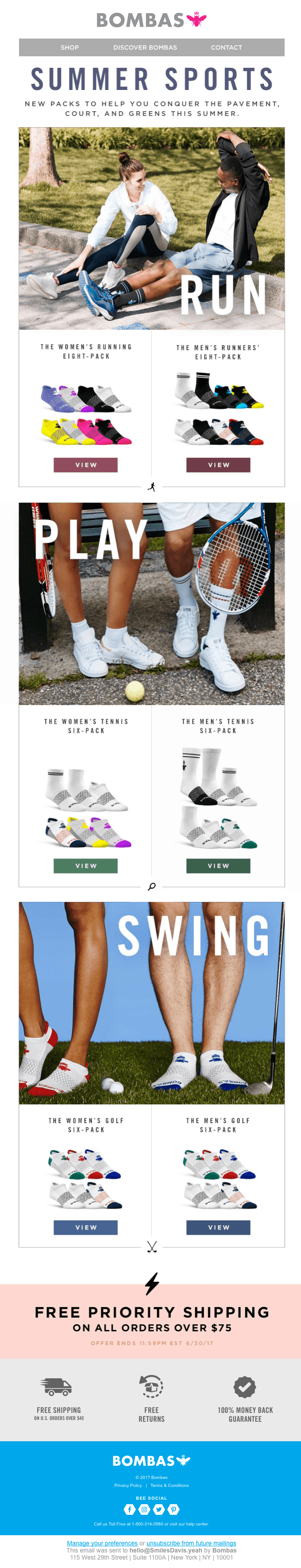 New Running, Golf, And Tennis Packs