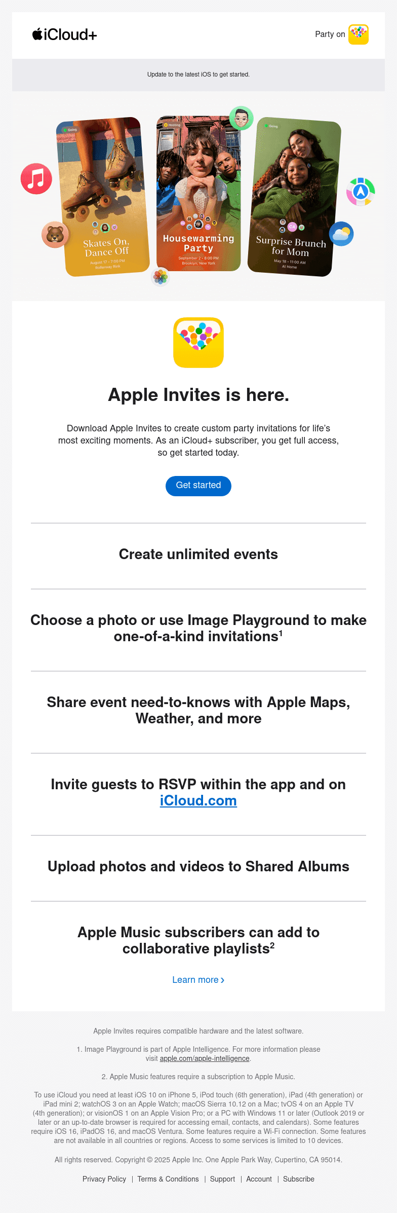 Now included in your iCloud+ subscription: Apple Invites.