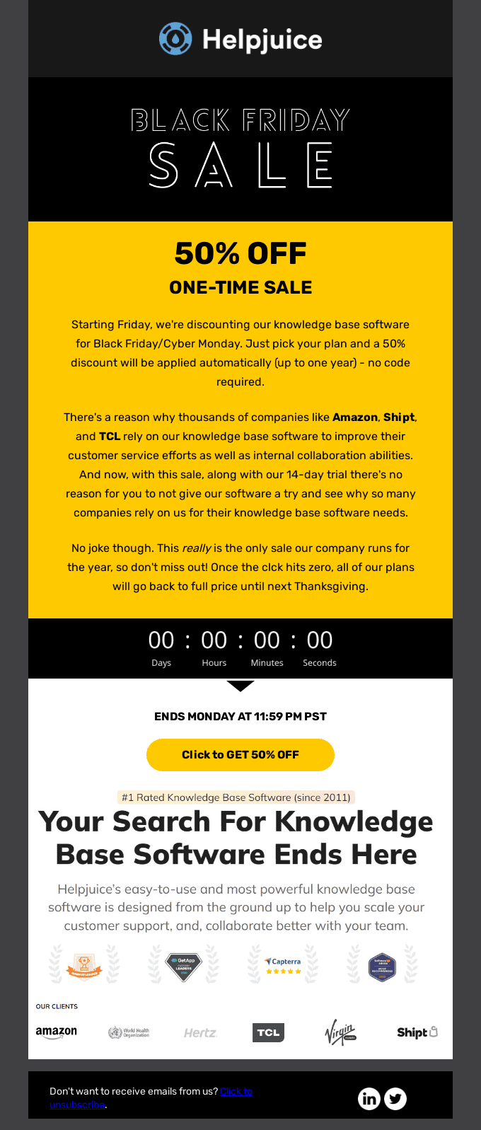 One Time Sale – 50% OFF All Helpjuice Plans