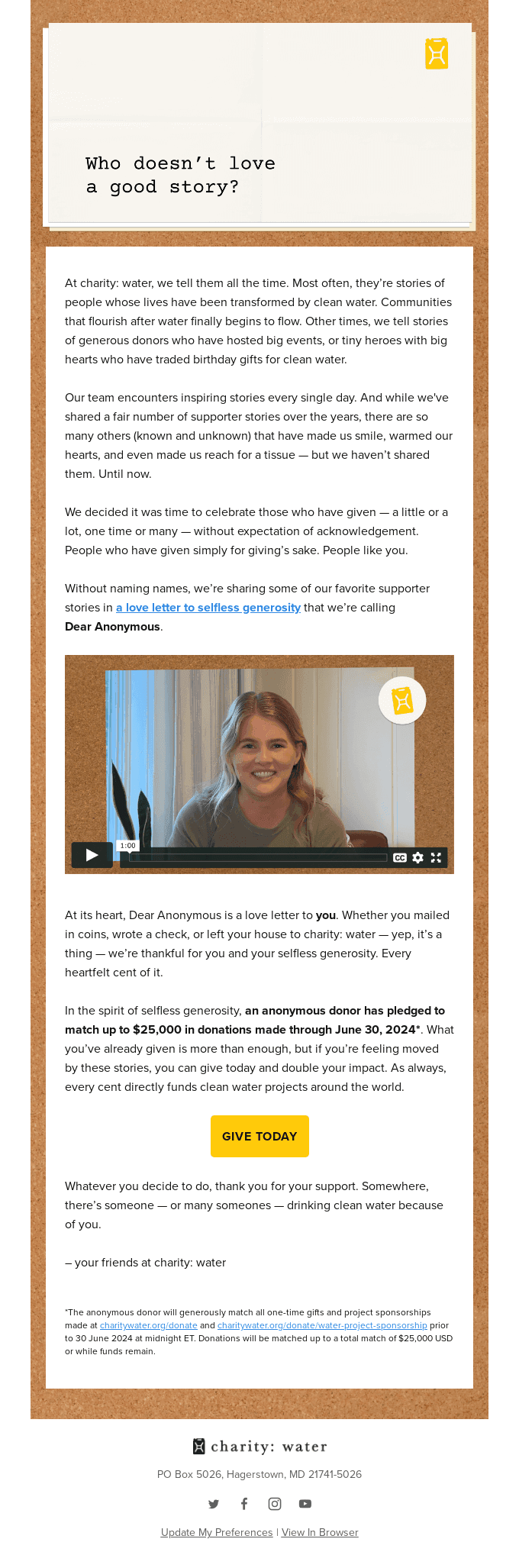 Our love letter to your selfless generosity