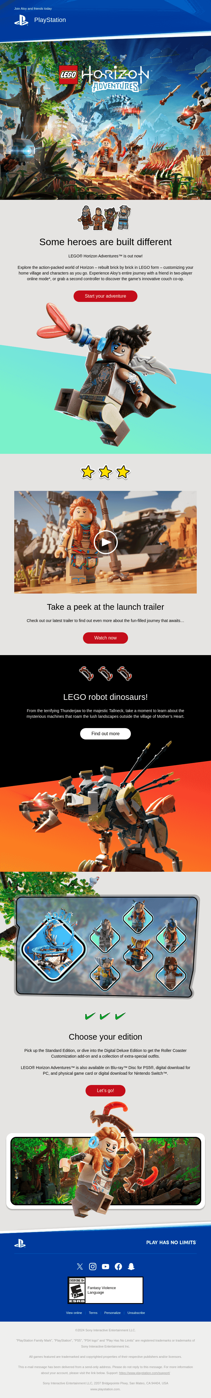 Out now! Save the world in LEGO Horizon Adventures