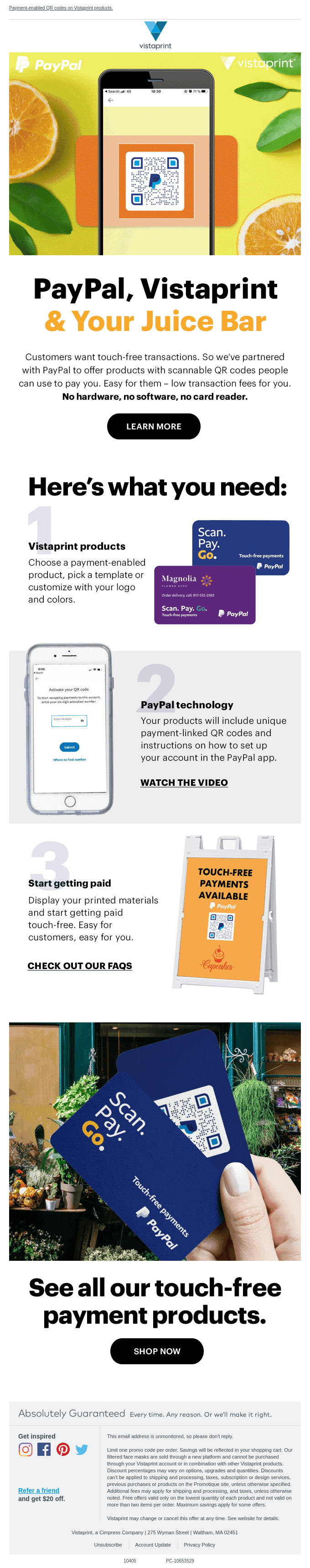 PayPal + Vistaprint: Introducing easy touch-free payments