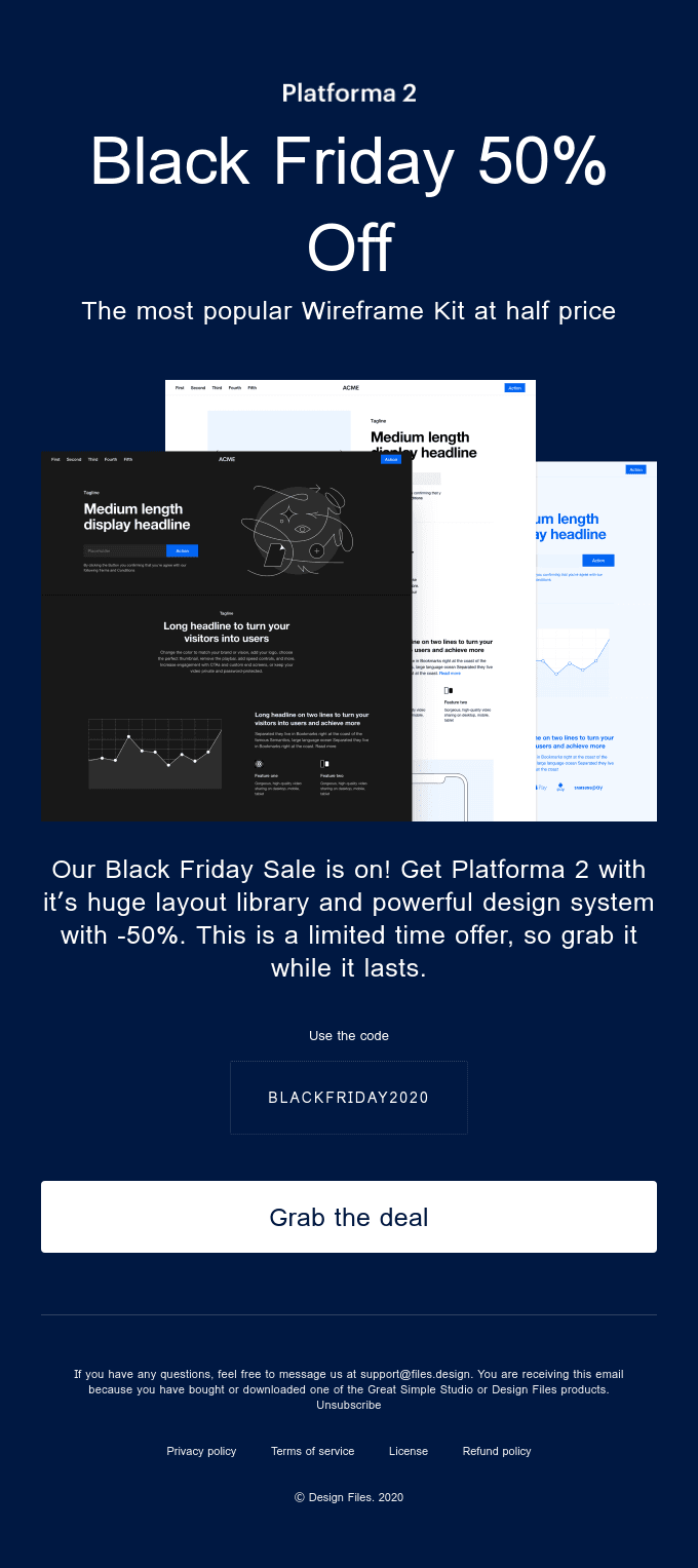 Platforma Wireframes 50% Off – Black Friday Offer