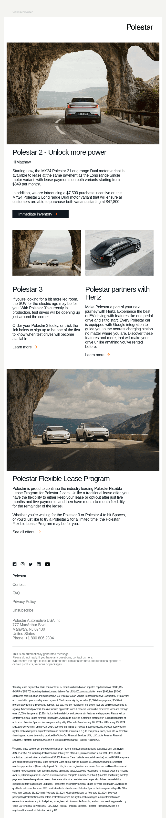 Polestar 2. Complimentary dual motor upgrade.