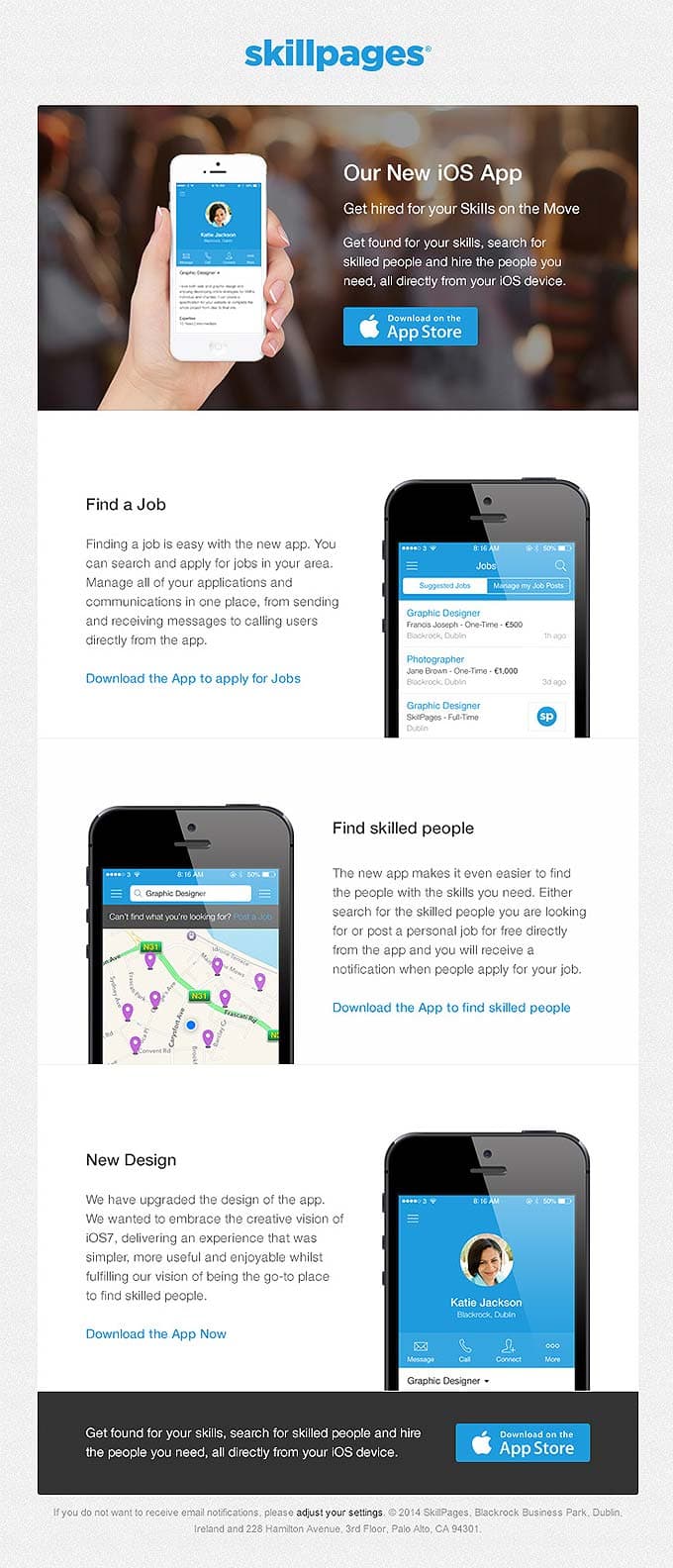 Product Update Email Design from Skillpages