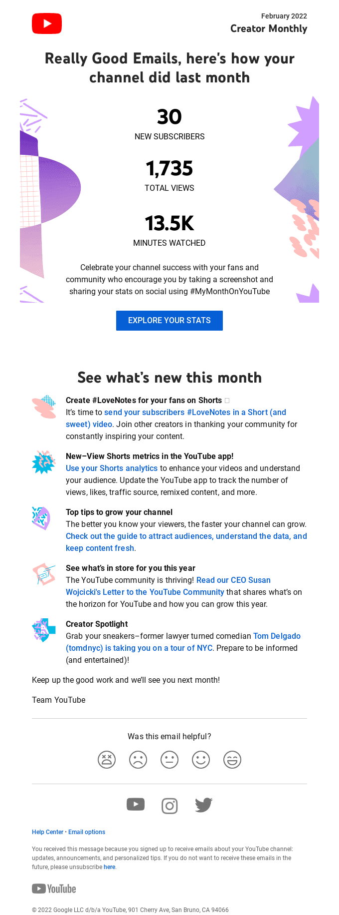 Really Good Emails, fresh ideas await in your Creator Monthly Newsletter