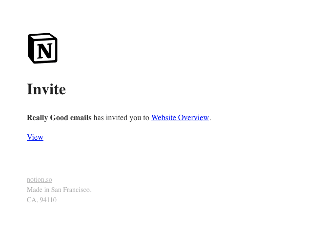 Really Good Emails has invited you to Website Overview