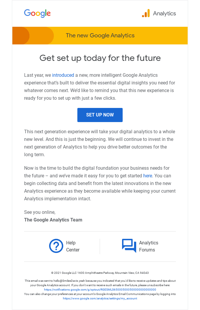 Remember to set up today for the future of Google Analytics