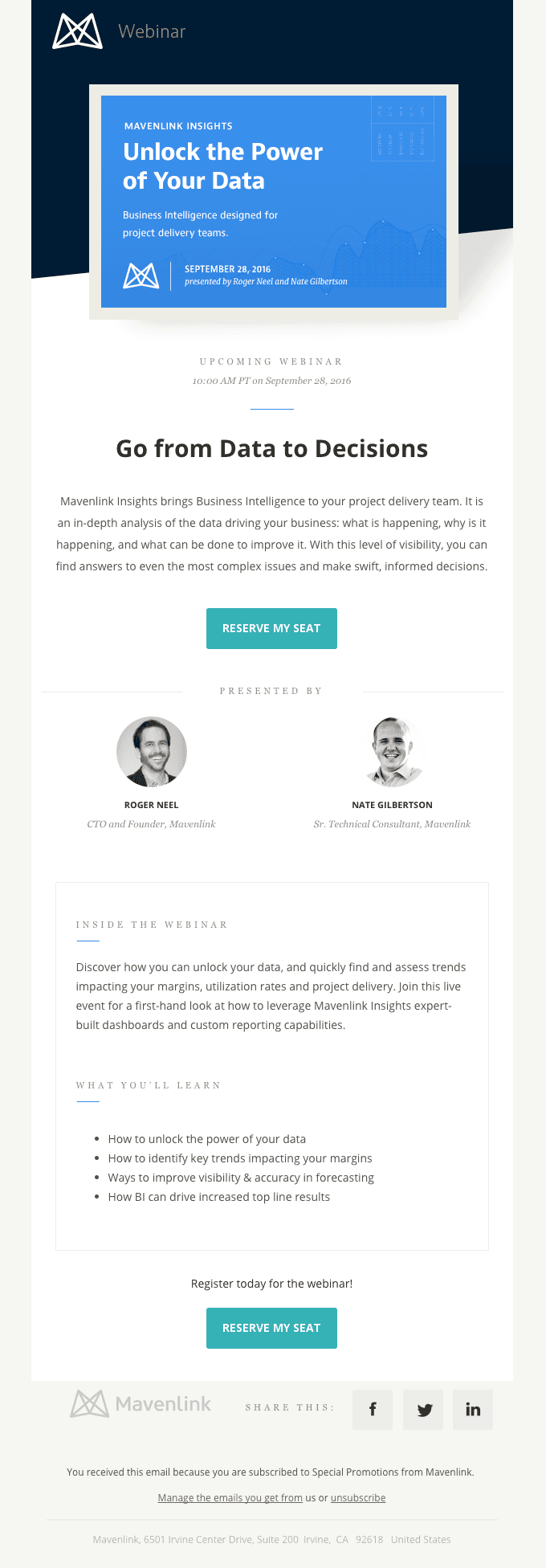 Reminder – Live Webinar: Move from Data to Decisions with Mavenlink Insights