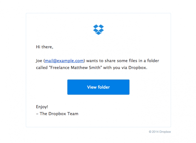 Share Request Email Design from Dropbox