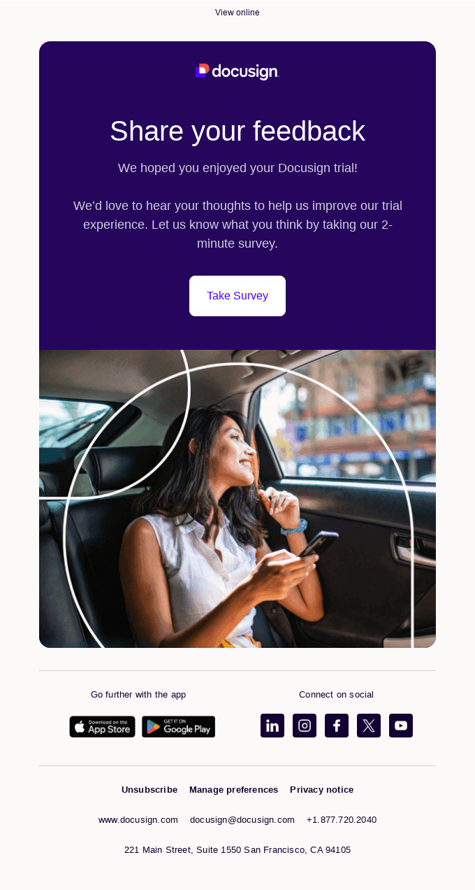 Share your feedback on your Docusign trial