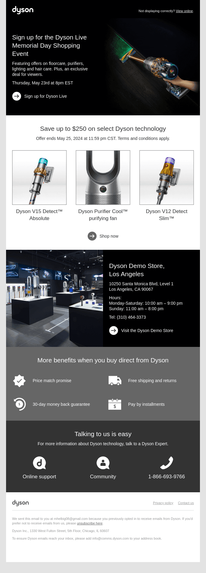 Sign up for Dyson Live on Thursday, May 23rd