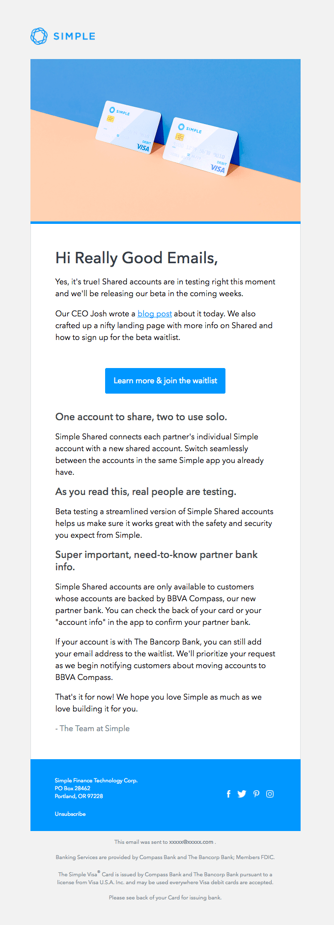 Simple Shared accounts are coming. Join the beta waitlist today.