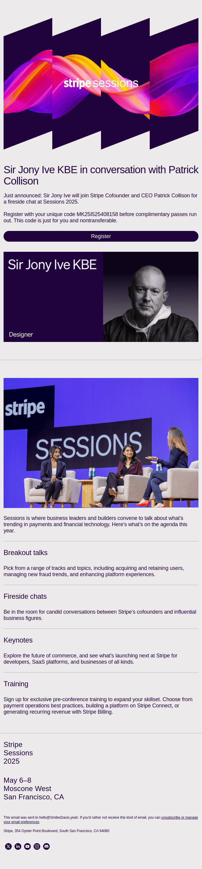 Sir Jony Ive KBE joins the Sessions lineup