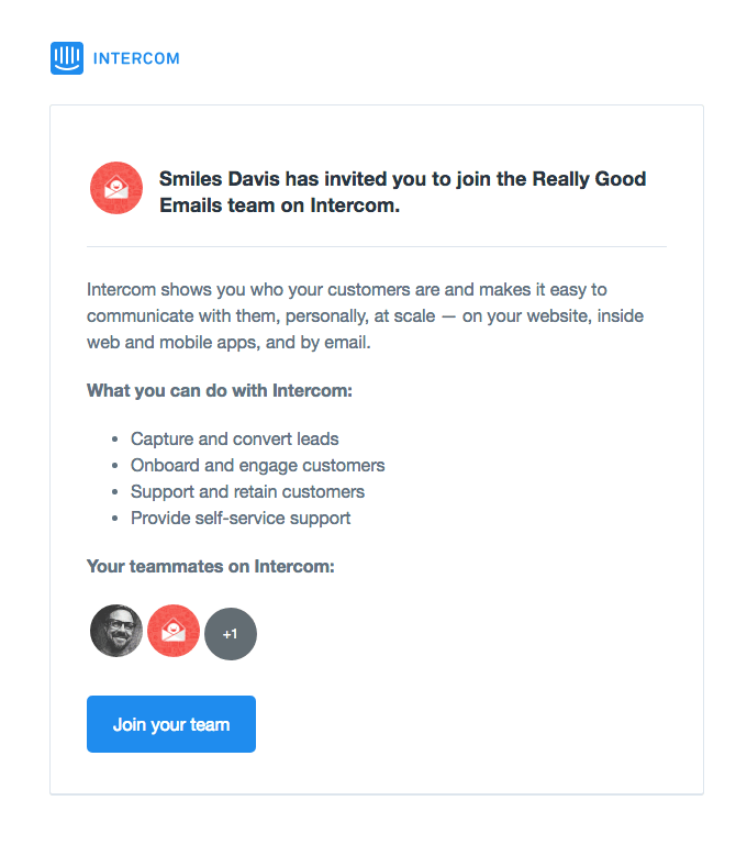Smiles Davis has invited you to work together on Intercom
