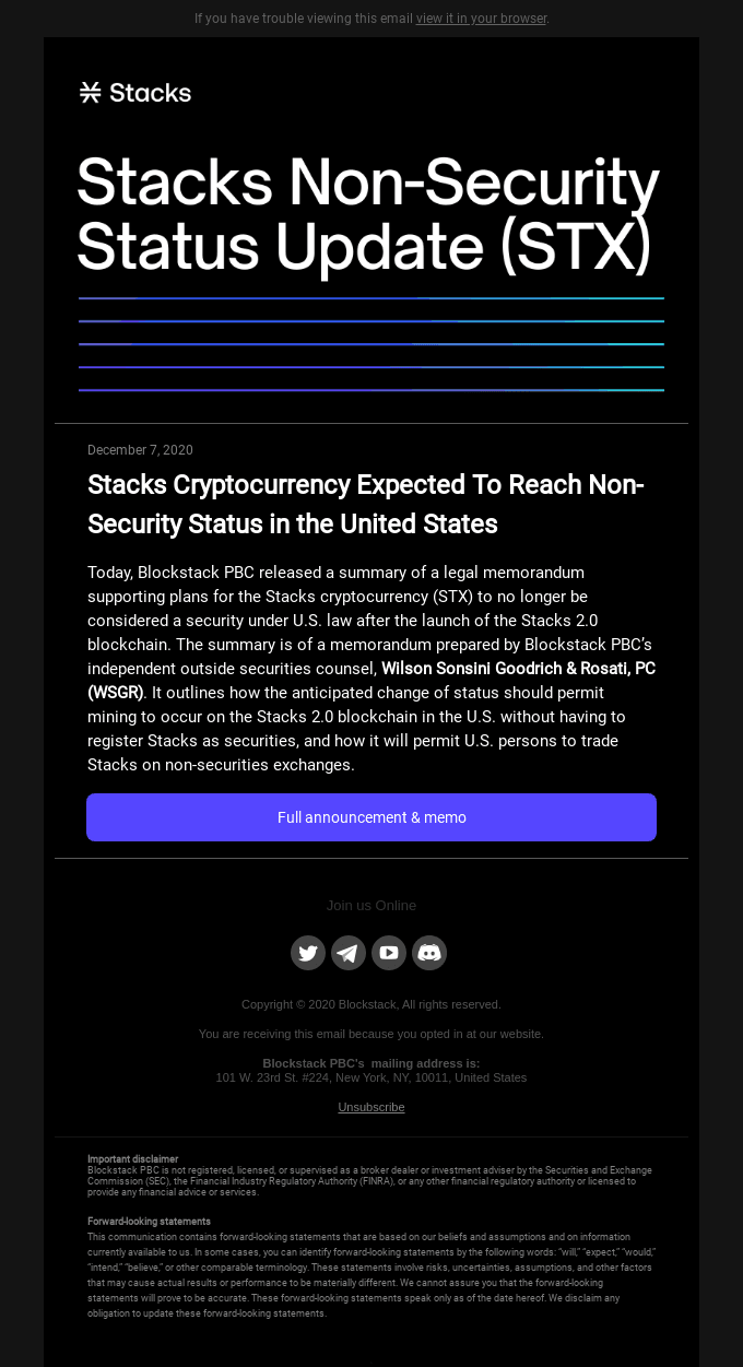 Stacks (STX) Expected To Reach Non-Security Status in the US