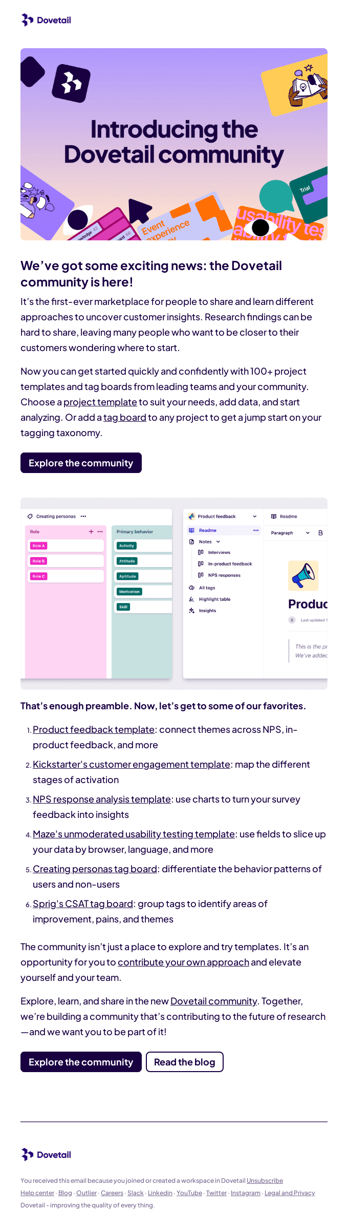The Dovetail community is here: learn, connect, and explore 100+ templates