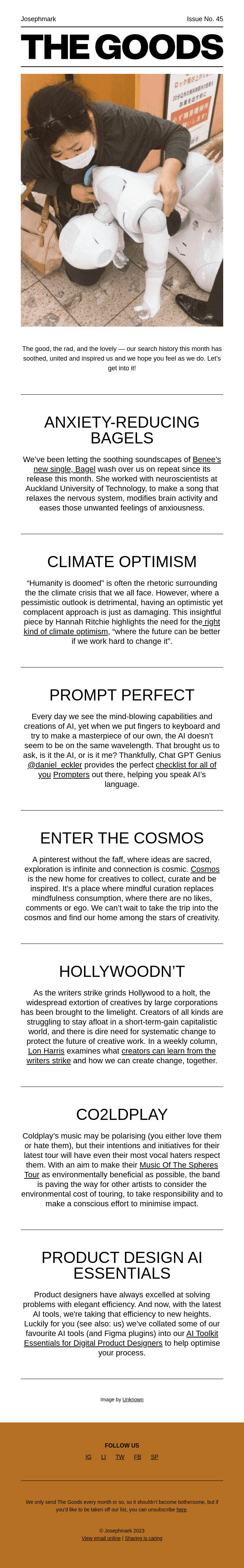 The Goods—No. 45: Anxiety-Reducing Bagels, Climate Optimism and Perfect Prompts