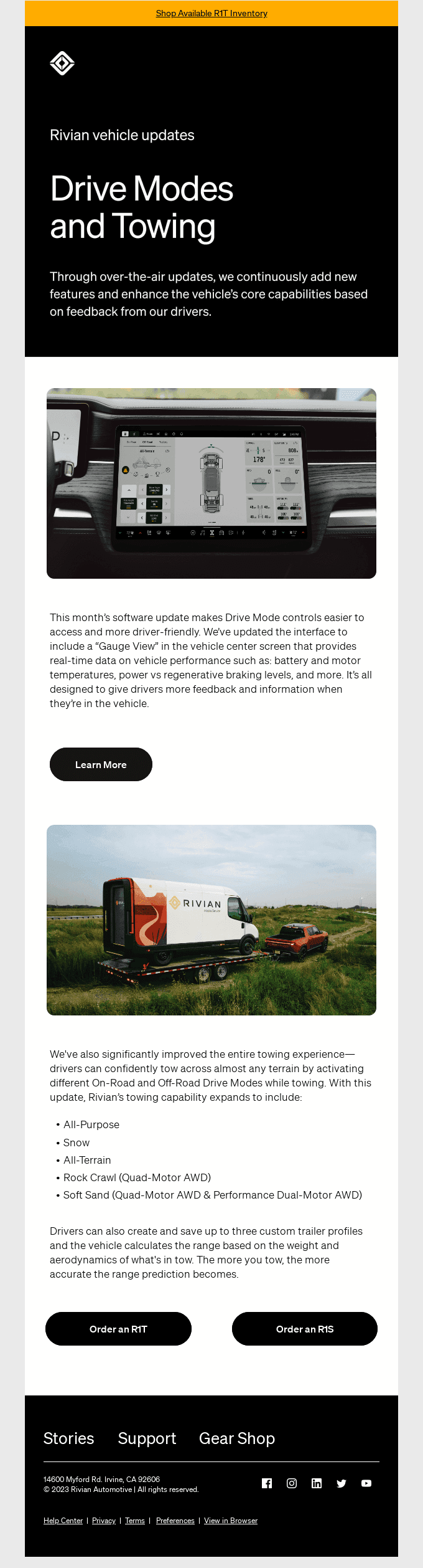 The latest software update from Rivian