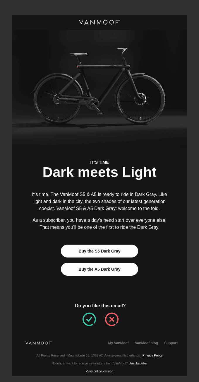 The VanMoof S5 & A5 Dark Gray is here