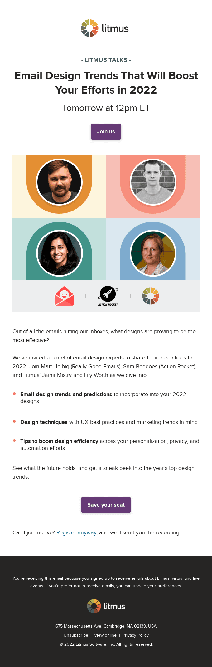 Tomorrow: See this year’s top email design trends