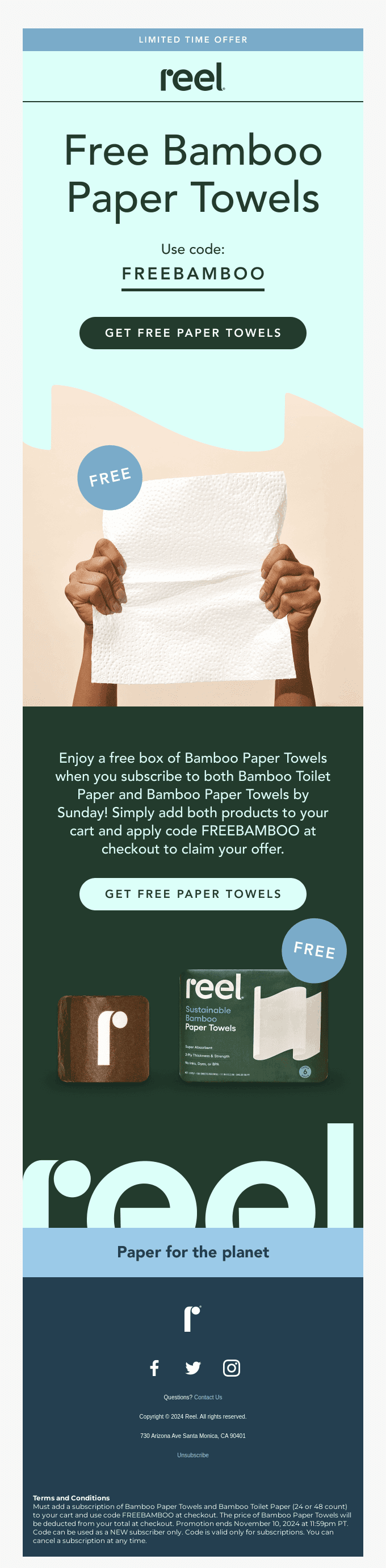 Try Reel Bamboo Paper Towels for free!