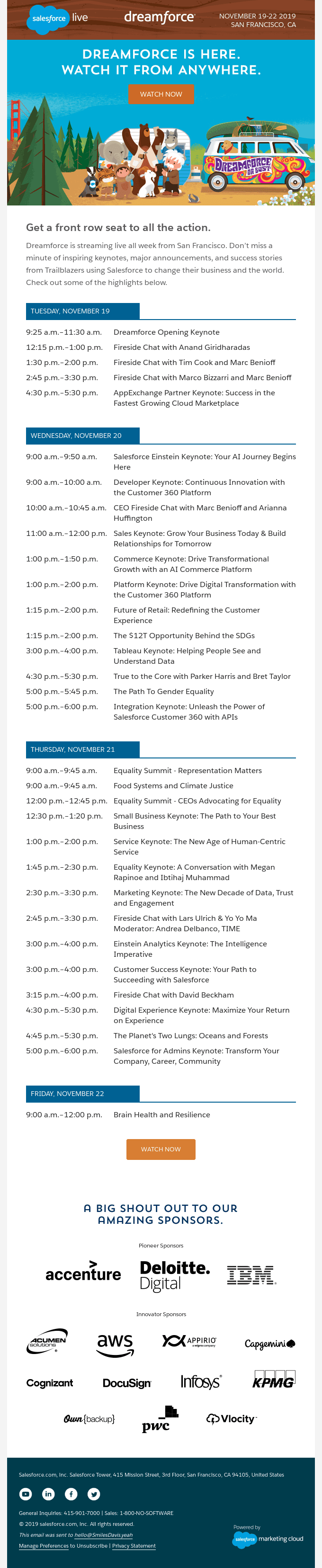 Tune in to Dreamforce live all week