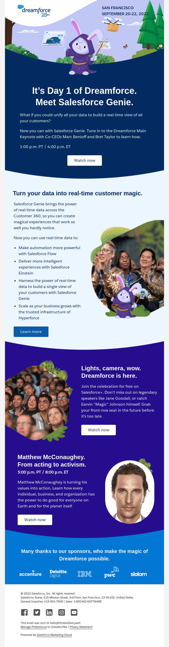 Tune in to Dreamforce on Salesforce+ to learn how to turn your data into customer magic