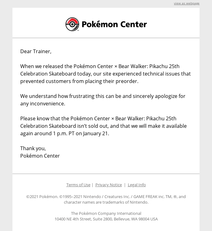 Update on the Pikachu 25th Celebration Skateboard