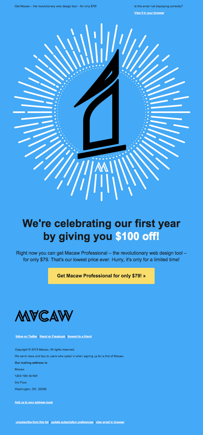 We’re celebrating our first year with $100 off!