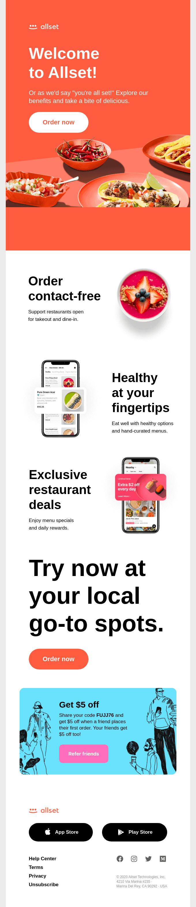 Welcome to Allset! First order is easy