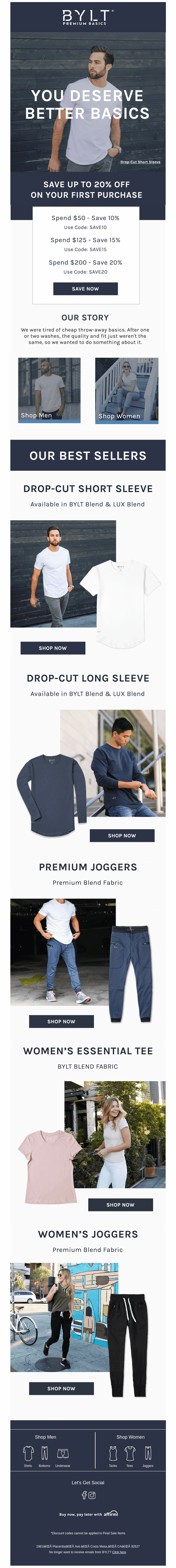 Welcome to BYLT! Experience premium basics like never before.