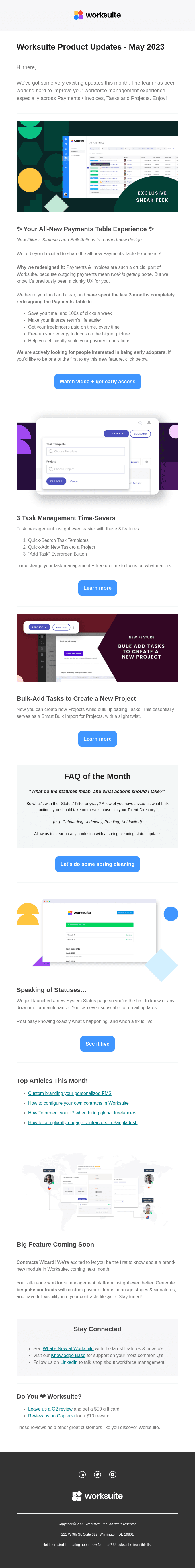 Worksuite News: Introducing the All-New Payments Table Experience