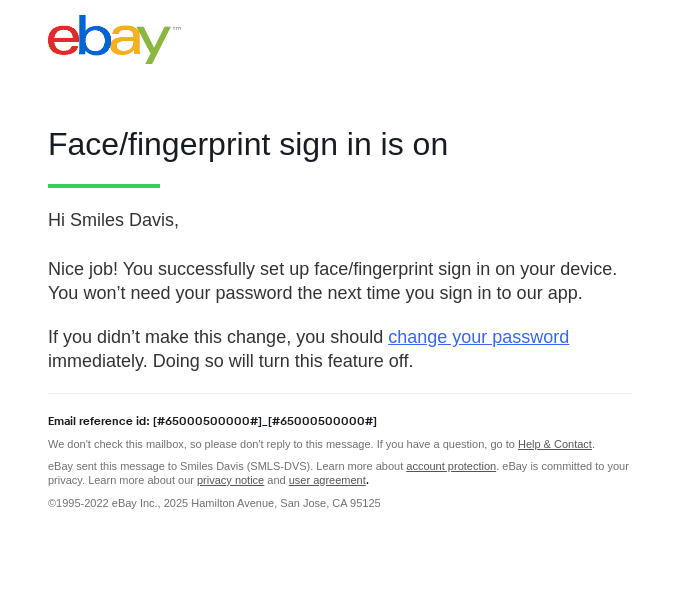 You turned on Face/fingerprint sign in for our app