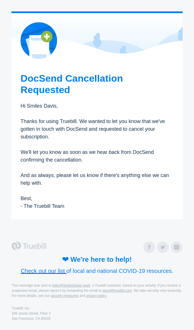 Your DocSend Cancellation Request