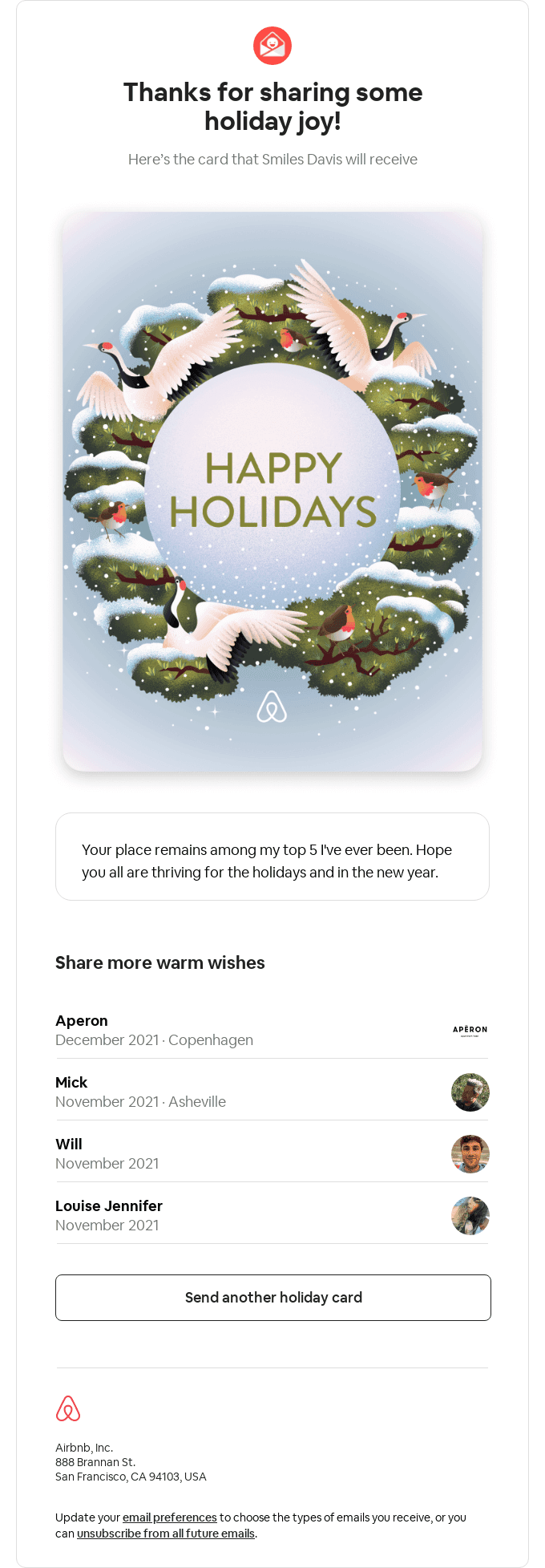 Your holiday card to Smiles Davis is on the way! 🎁