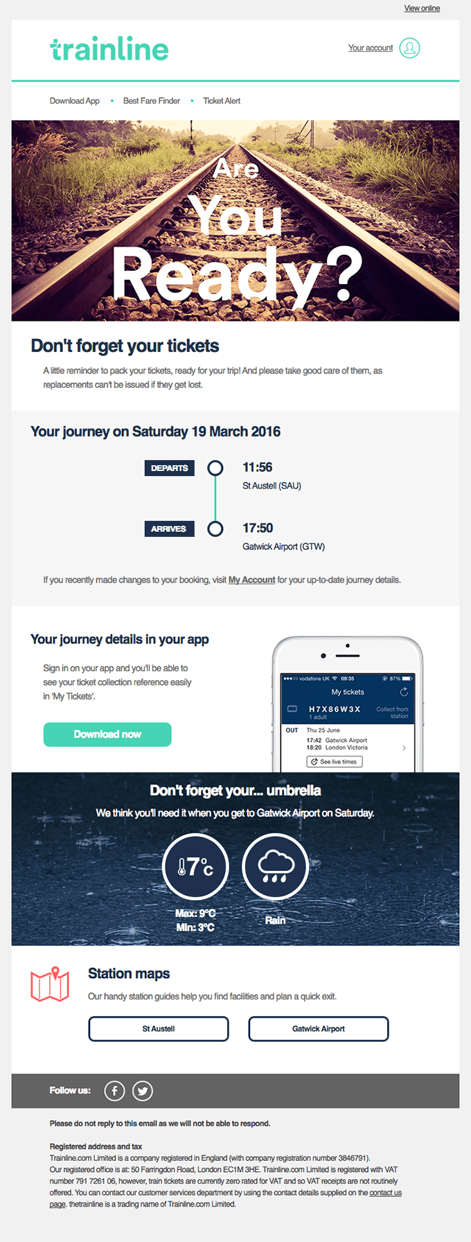 Your journey to Gatwick Airport tomorrow