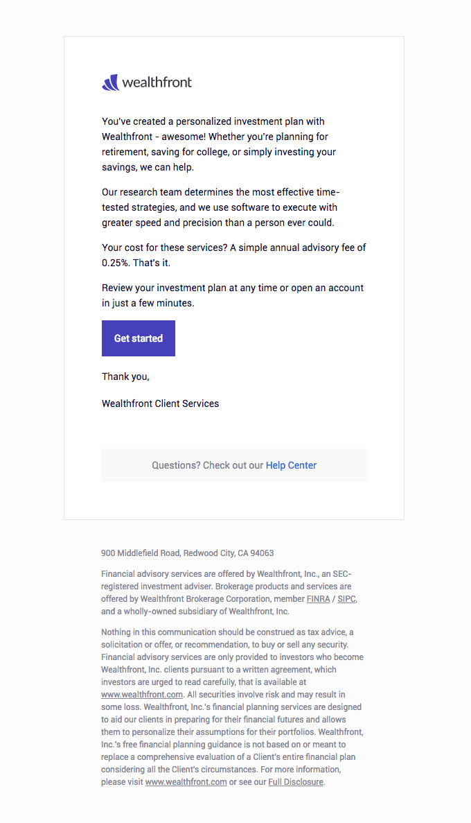 Your Wealthfront Investment Plan